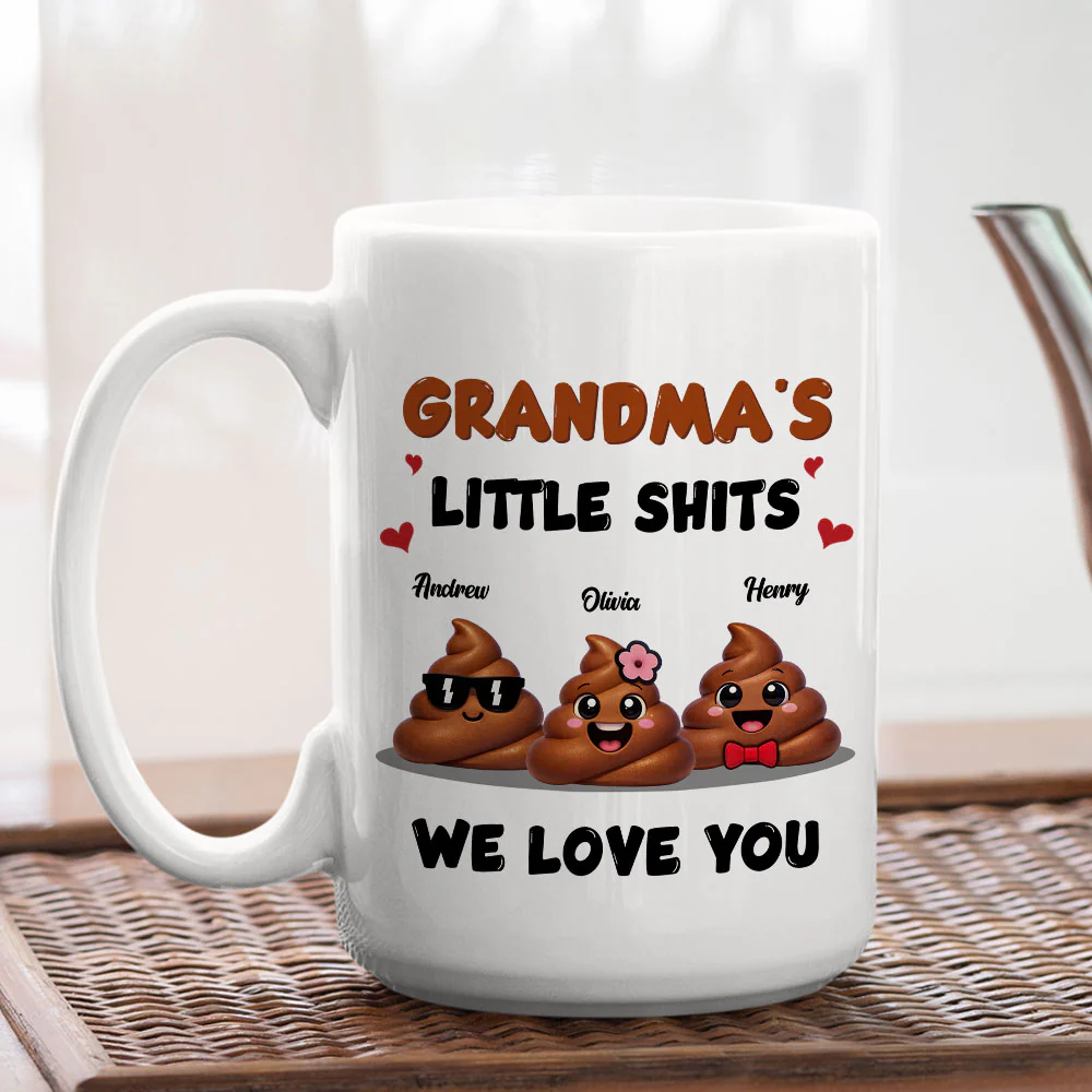 Grandma Little Shits - Personalized Custom Coffee Mug - Image 4