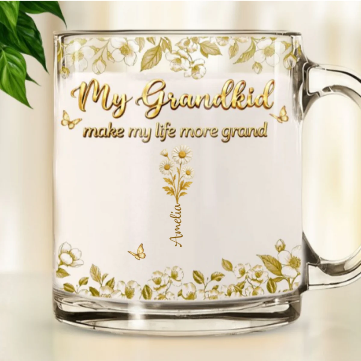 Grandma Love Birth Month Flower - Personalized Custom Glass Mug - Image 7