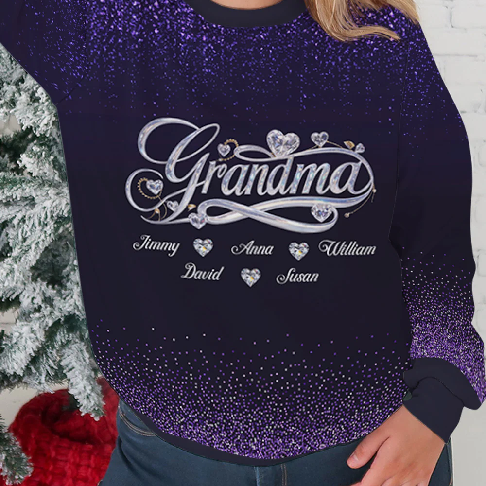 Grandma Love Forever - Personalized Custom All-Over-Print Sweatshirt - Image 4