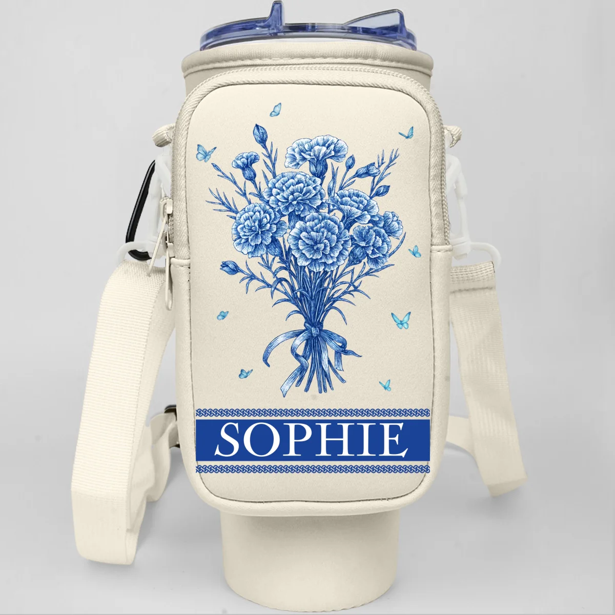 Grandma Love Grow Here - Personalized Custom Water Bottle Carrier Bag - Image 14