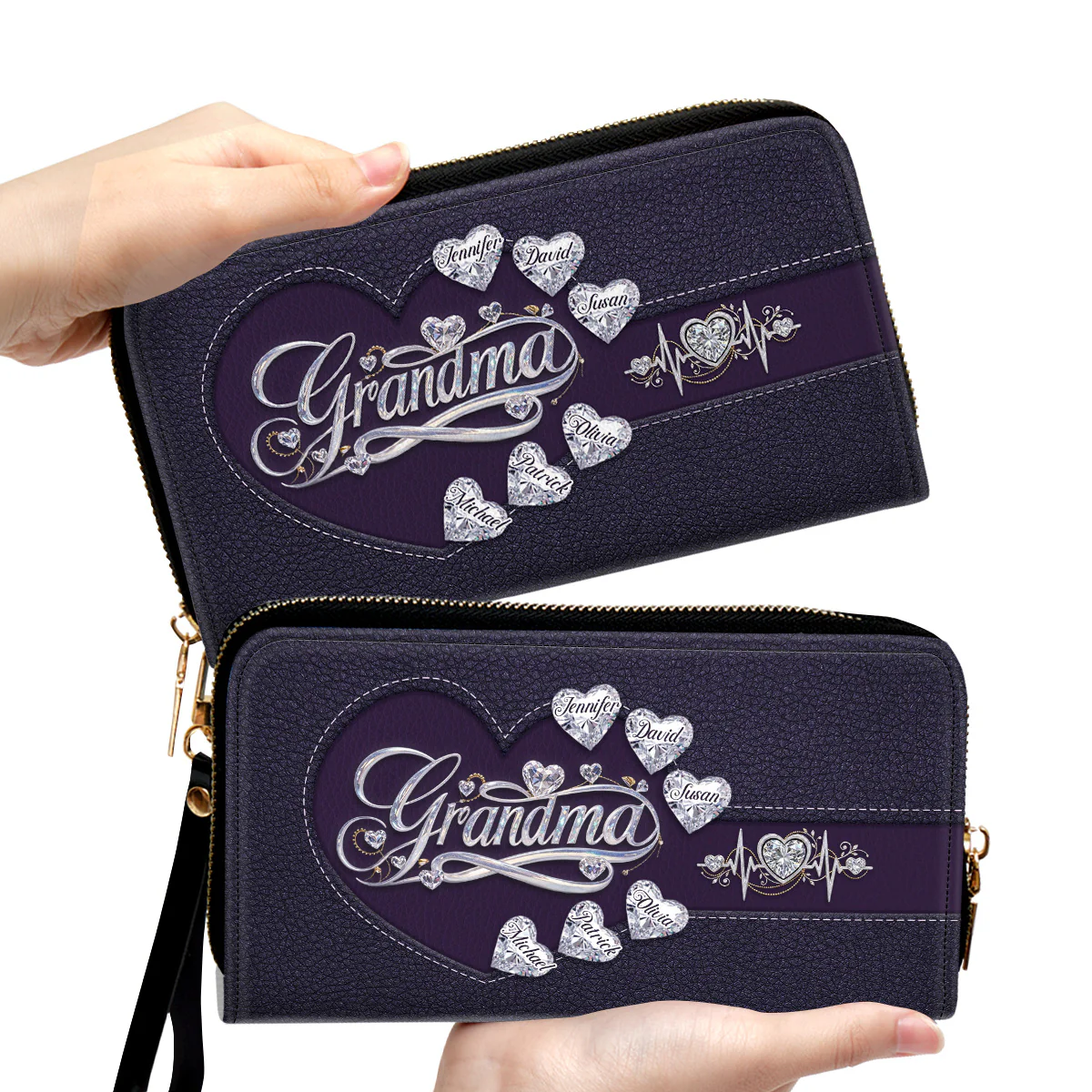 Grandma Love Her Grandkids - Personalized Custom Leather Wallet - Image 2