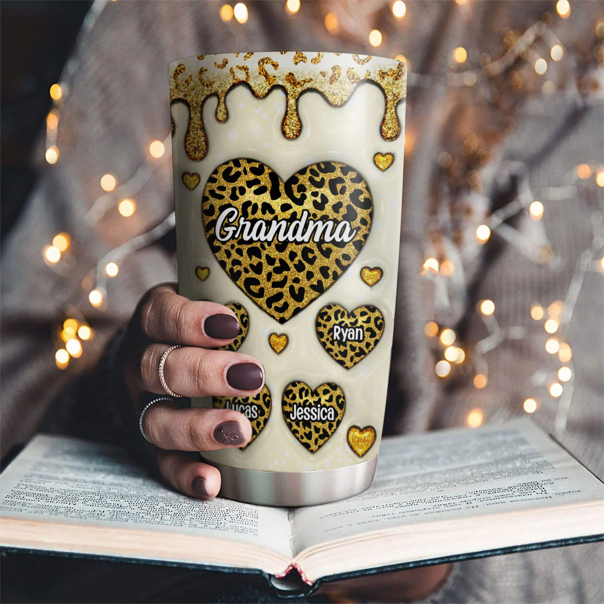 Grandma Love Is Infinite - Personalized Custom 3D Inflated Effect Tumbler - Image 2