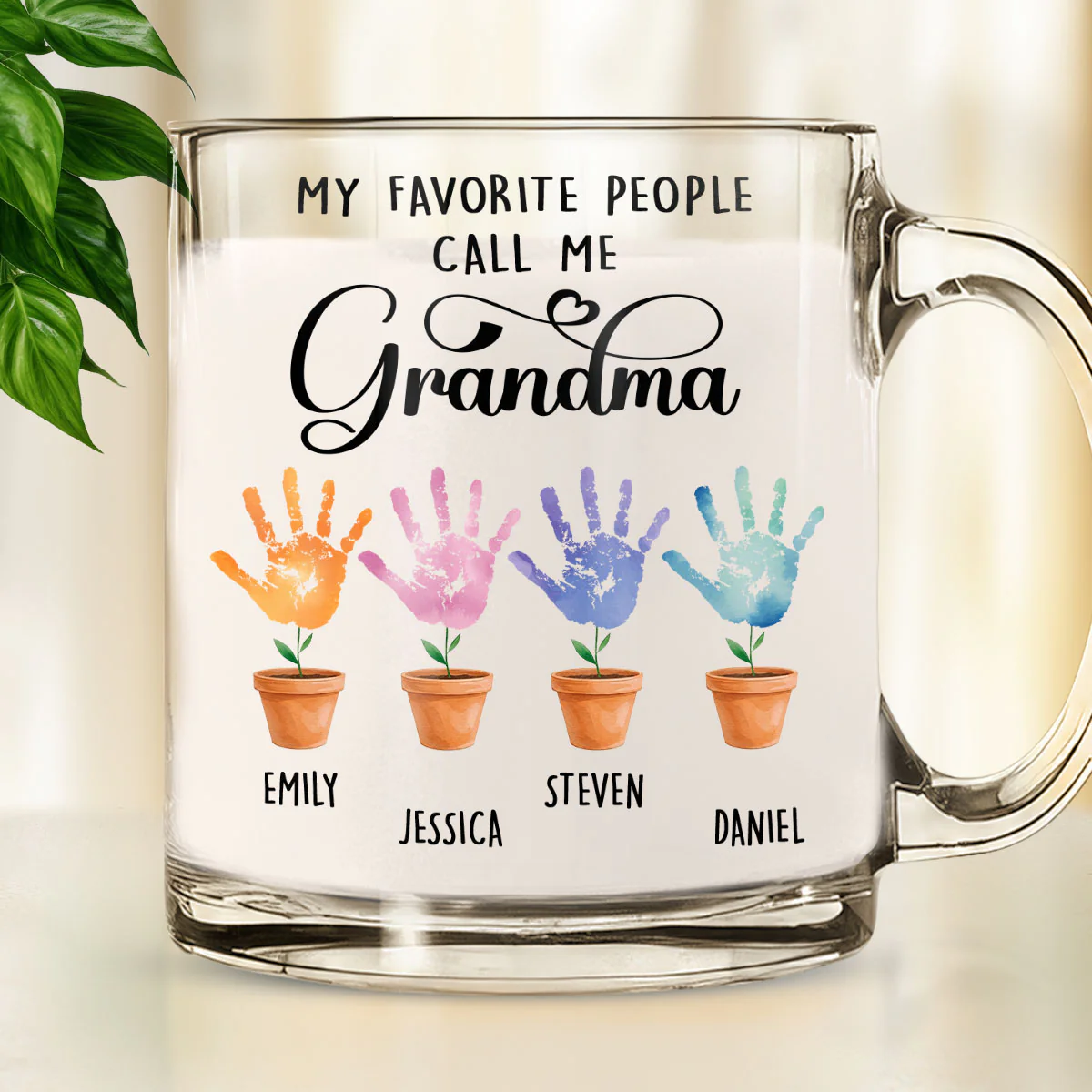 Grandma Loved By Little Hands - Personalized Custom Glass Mug