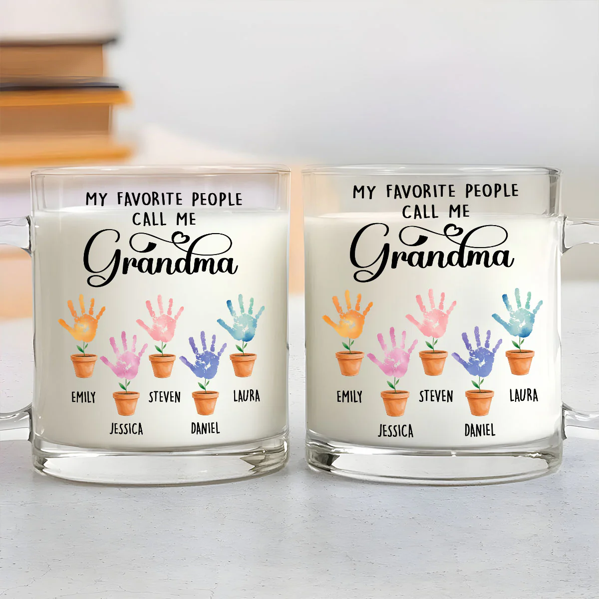 Grandma Loved By Little Hands - Personalized Custom Glass Mug - Image 3