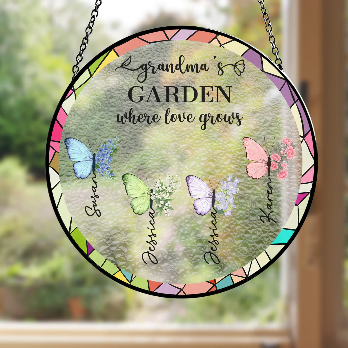 Grandma Makes Everything More Beautiful - Personalized Custom Window Hanging Suncatcher - Image 4