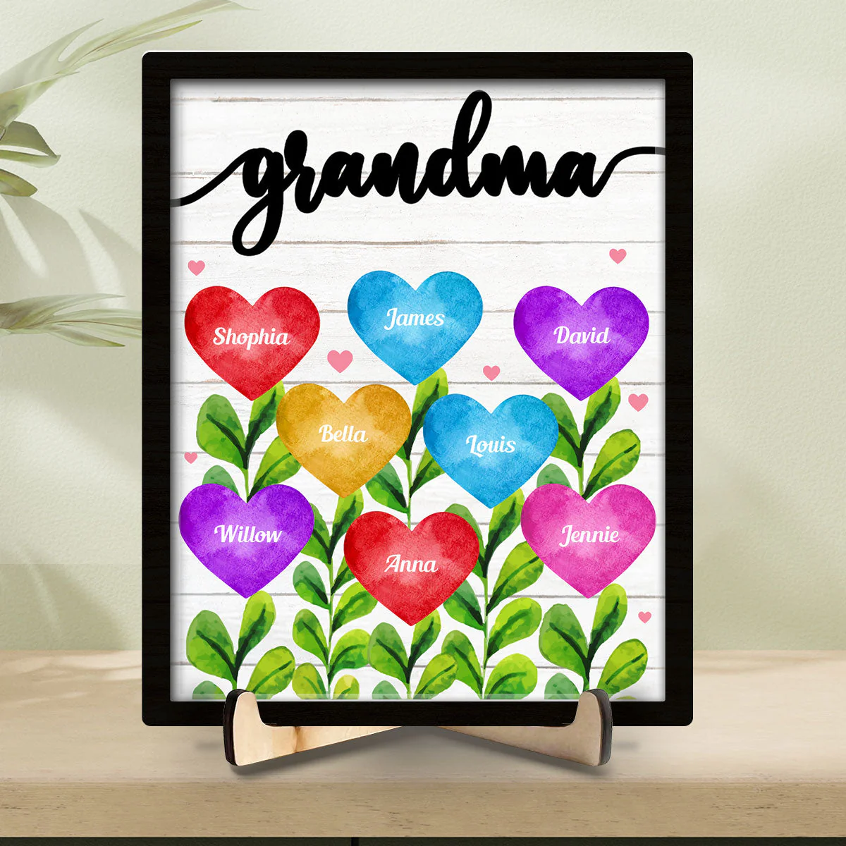 Grandma Mom Heart - Personalized Wooden Plaque - Image 2
