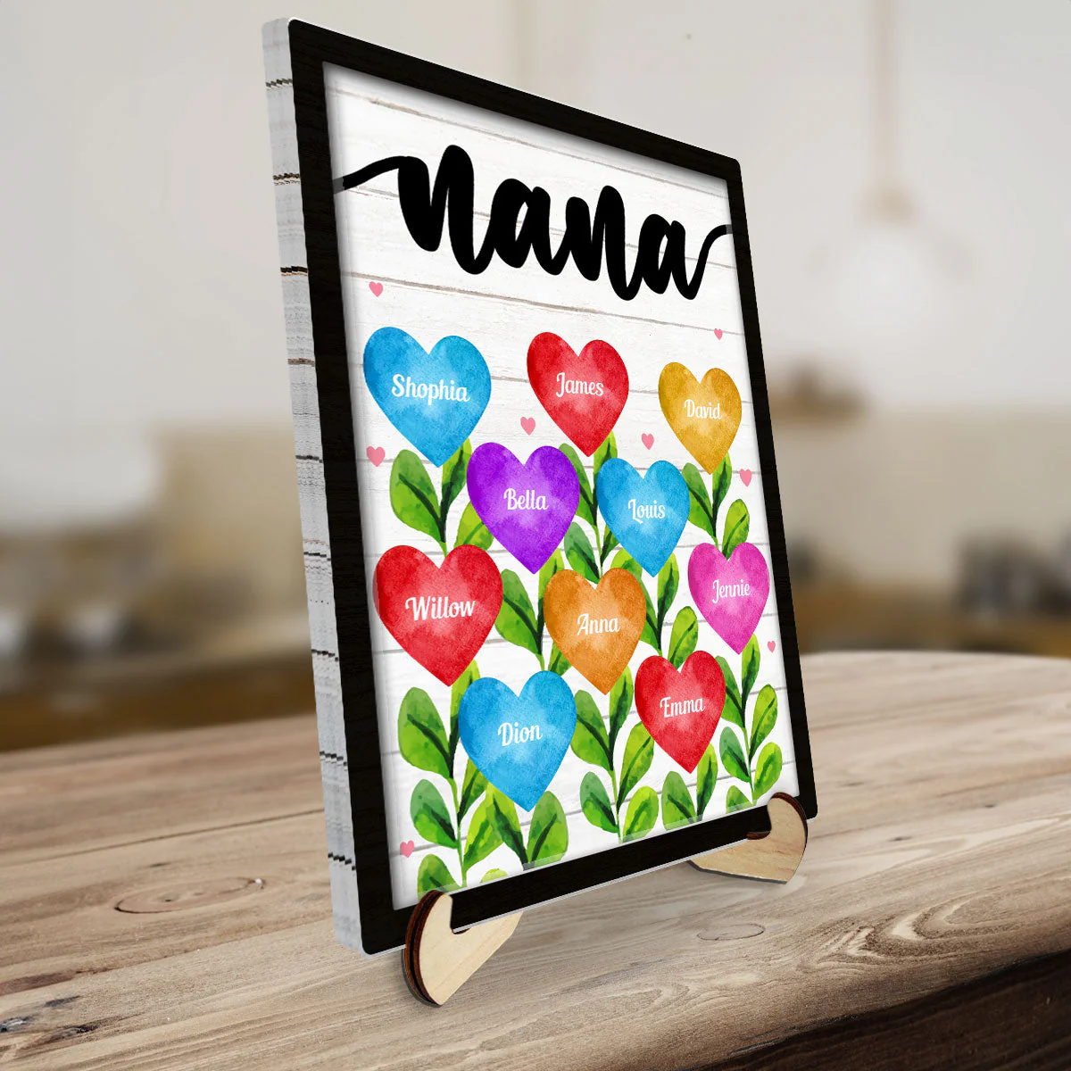 Grandma Mom Heart - Personalized Wooden Plaque - Image 4