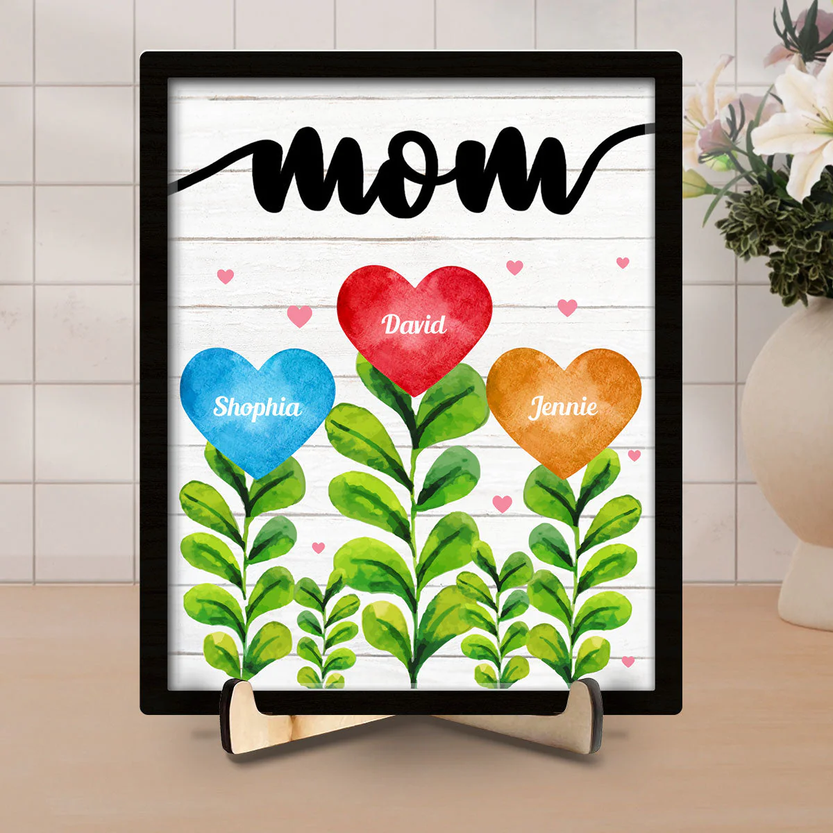 Grandma Mom Heart - Personalized Wooden Plaque - Image 5