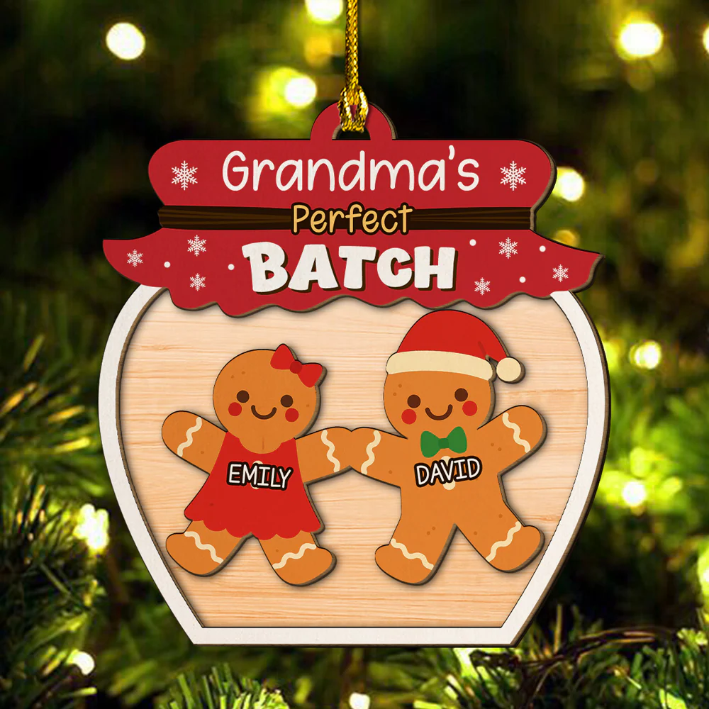 Grandma Perfect Batch - Personalized Custom 2-Layered Wood Ornament - Image 3