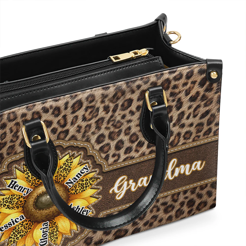 Grandma Sunflower - Personalized Custom Leather Bag - Image 4