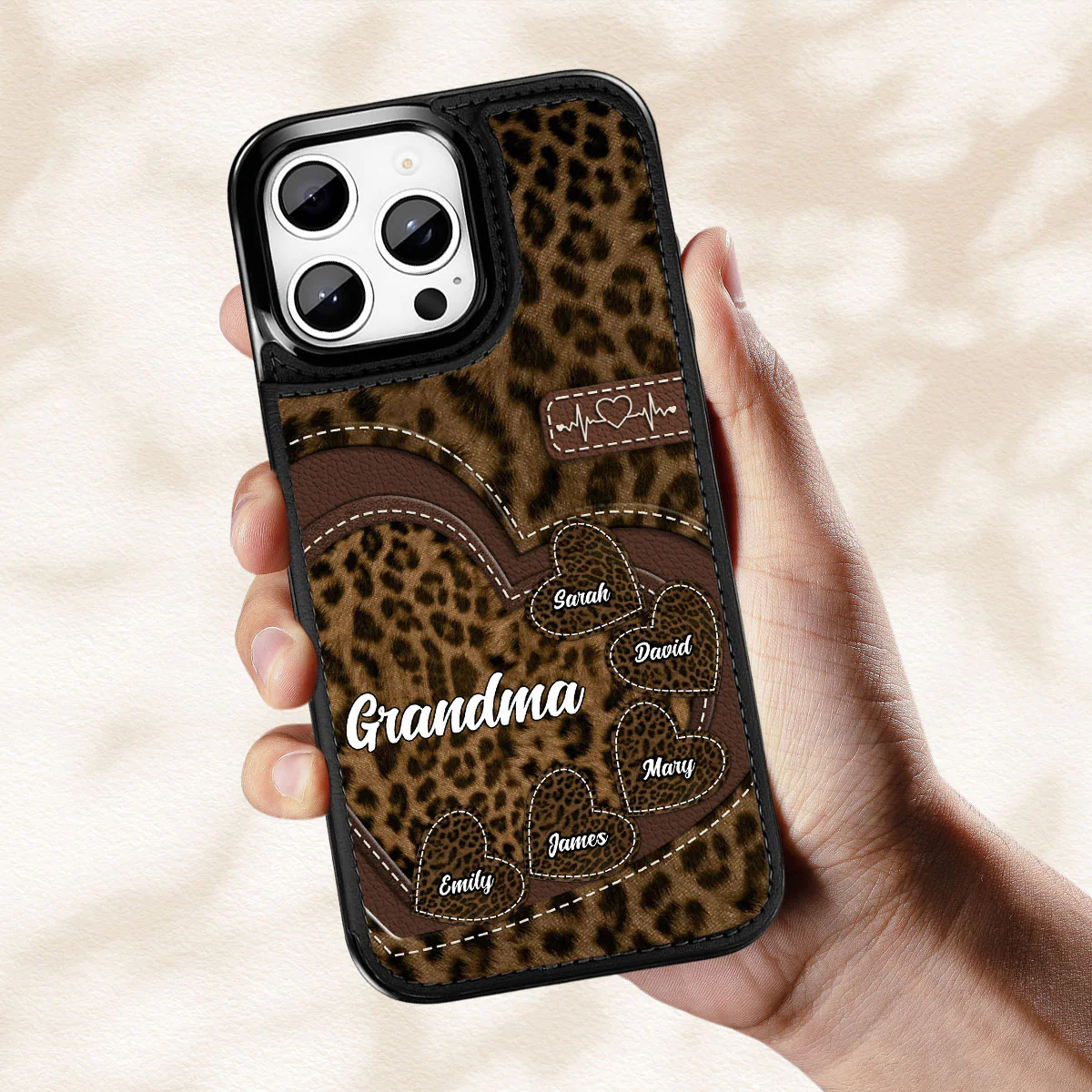Grandma Sweethearts - Personalized Custom Leather Phone Case - Image 3