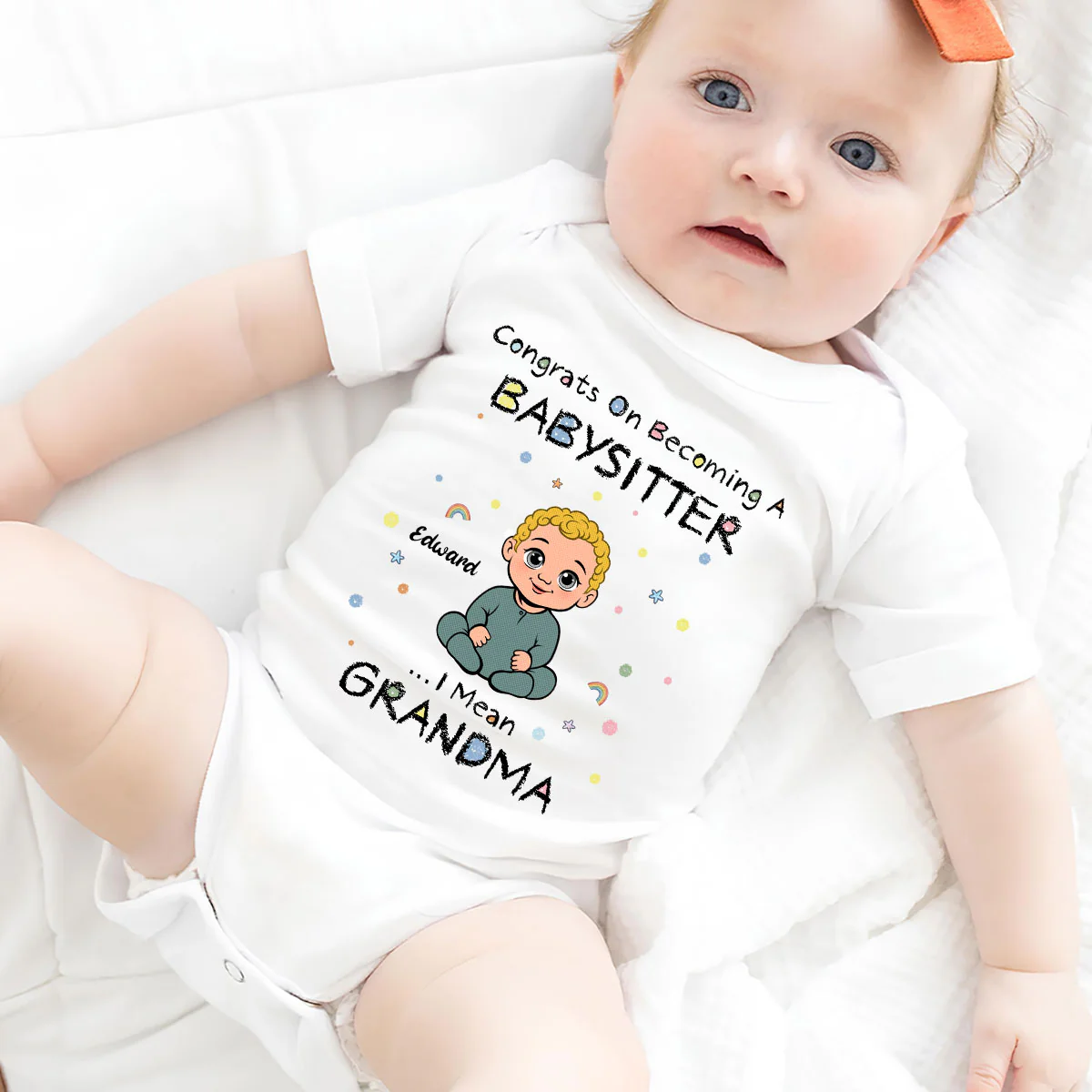 Grandma The Babysitter - Personalized Custom Baby Onesie - Image 3