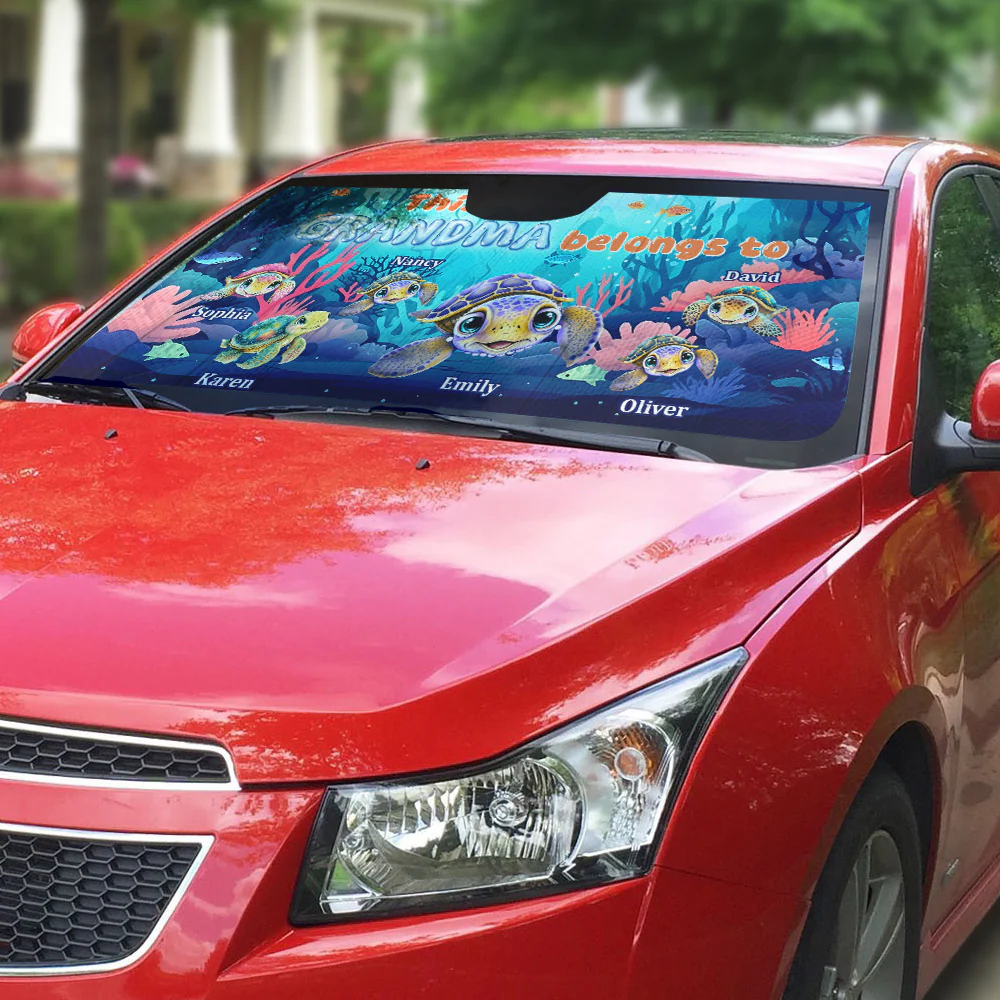 Grandma Turtle - Personalized Custom Car Sunshade - Image 3