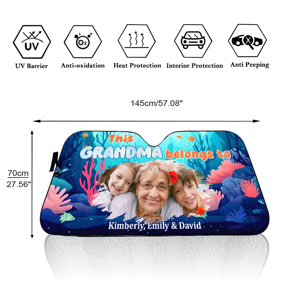Grandma Turtle Photo - Personalized Custom Car Sunshade - Image 5