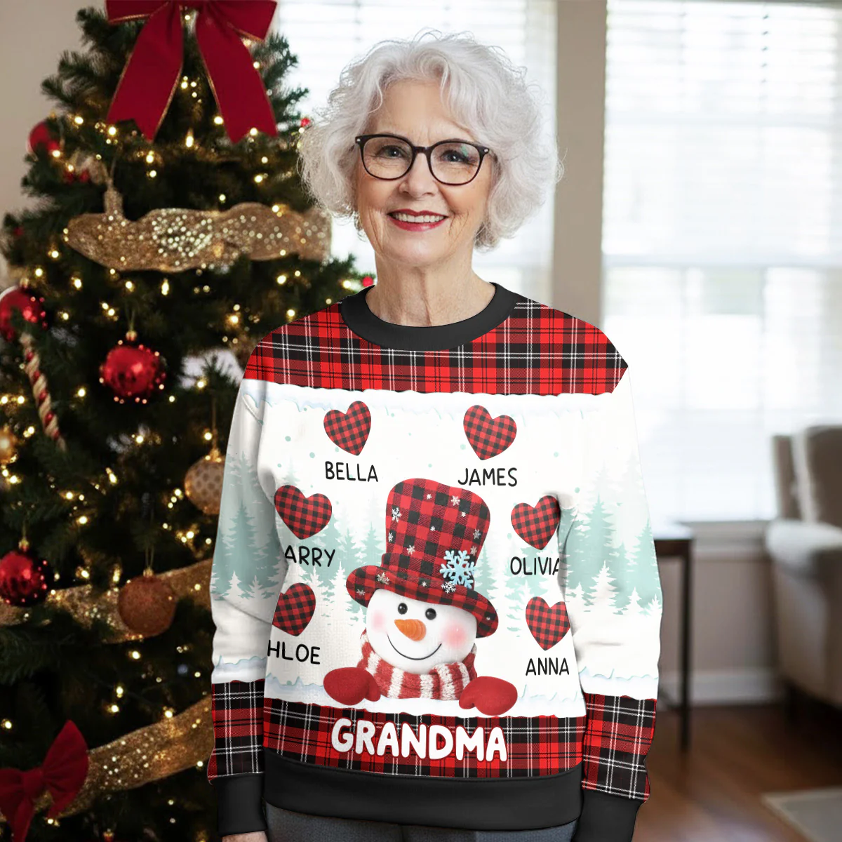 Grandma With Cute Kids - Personalized Custom All-Over-Print Sweatshirt - Image 3