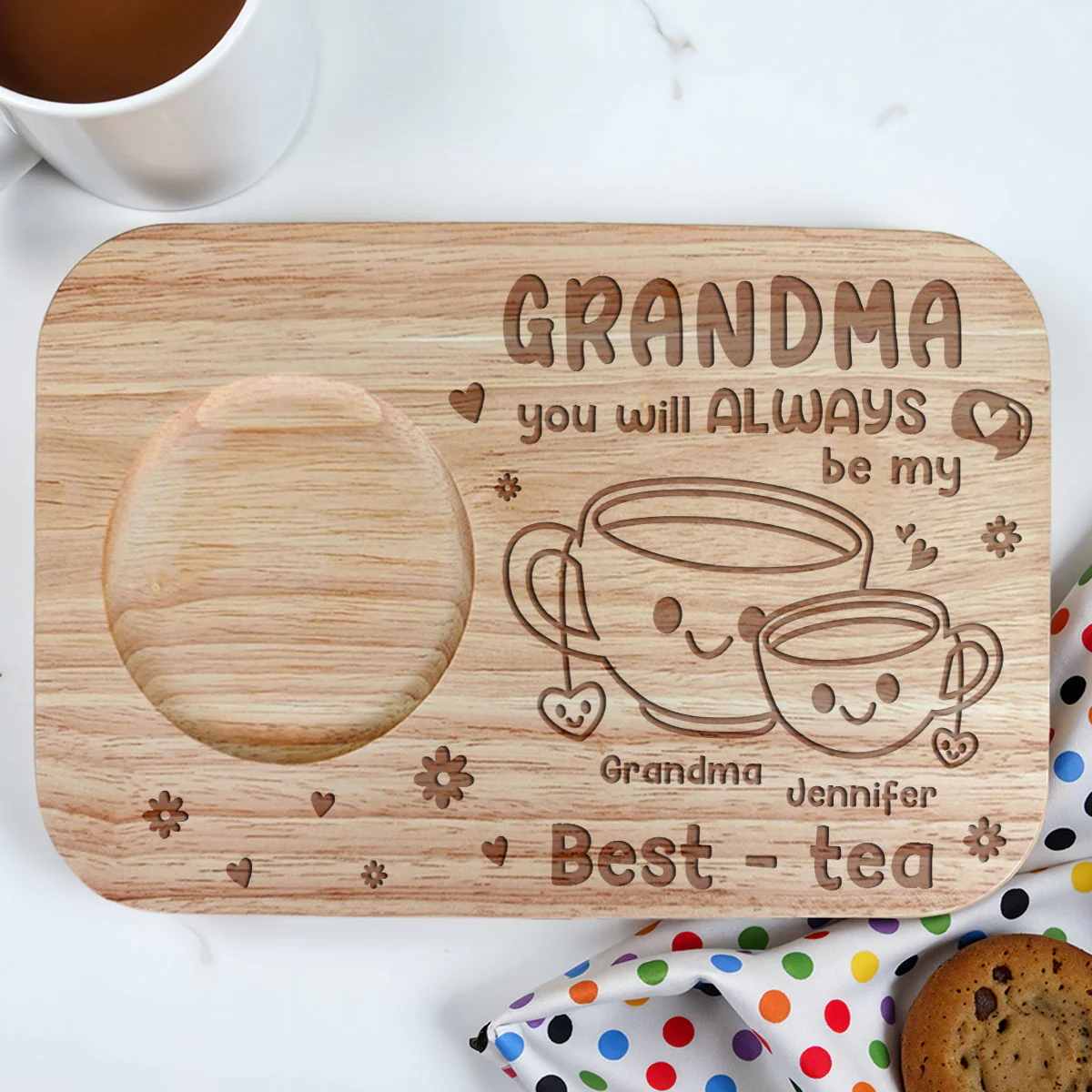 Grandma You Will Always Be My Best - Personalized Custom Wooden Treat Board - Image 2