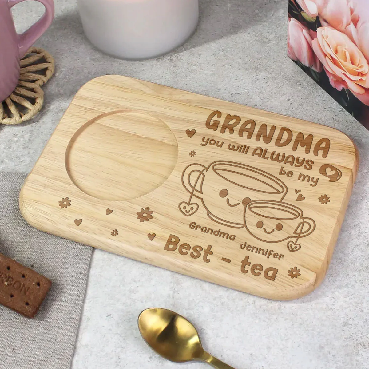 Grandma You Will Always Be My Best - Personalized Custom Wooden Treat Board - Image 4