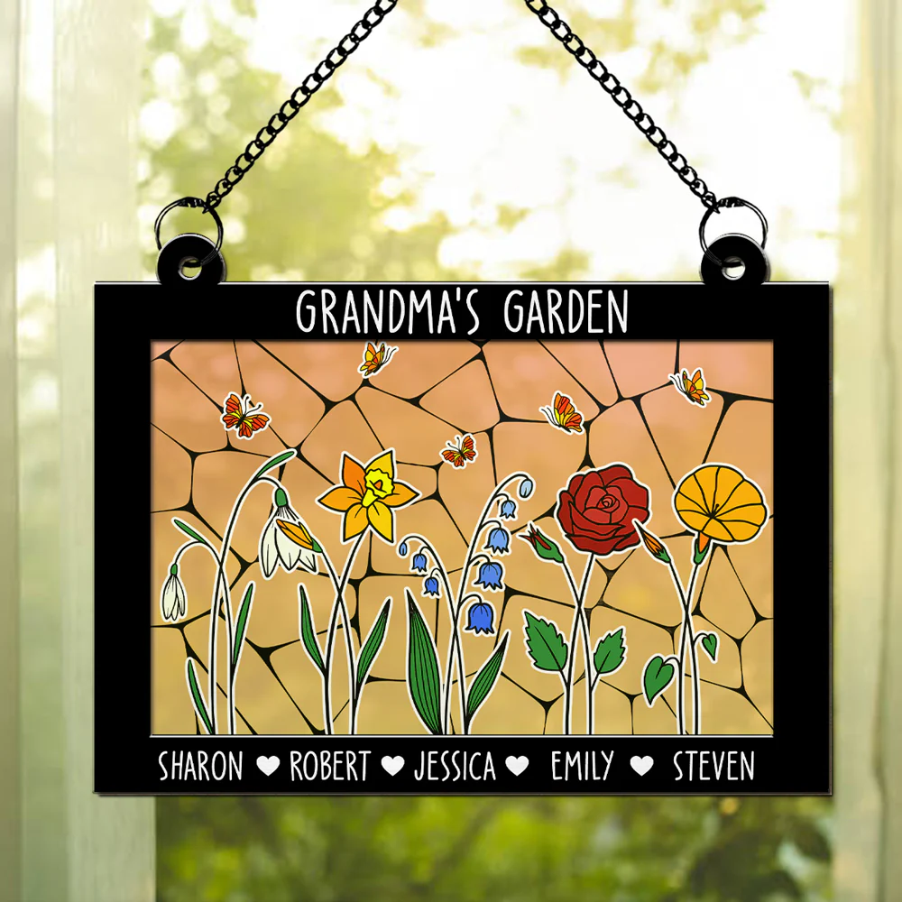 Grandmas Garden Custom Birth Month Flower - Personalized Custom Suncatcher - Image 4