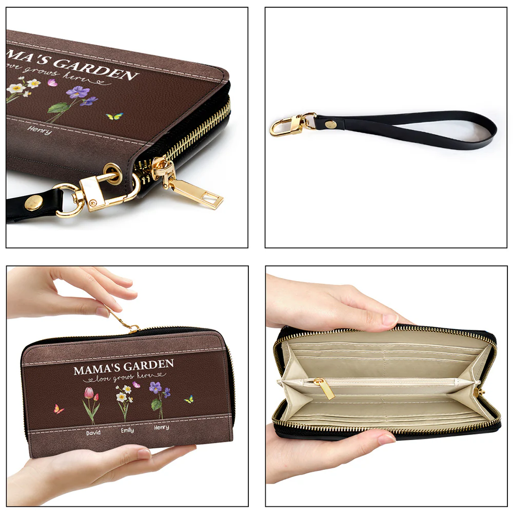 The Garden of Grandma Love Grows Here - Personalized Custom Leather Wallet - Image 6