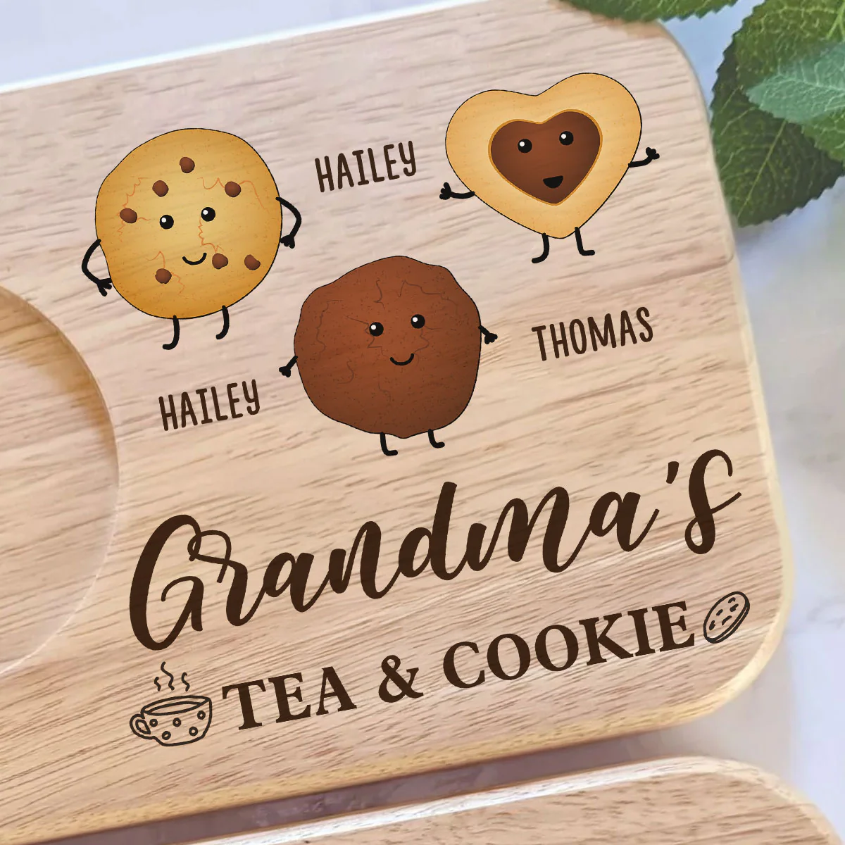 Grandma's Tea And Biscuits - Personalized Custom Wooden Treat Board - Image 2