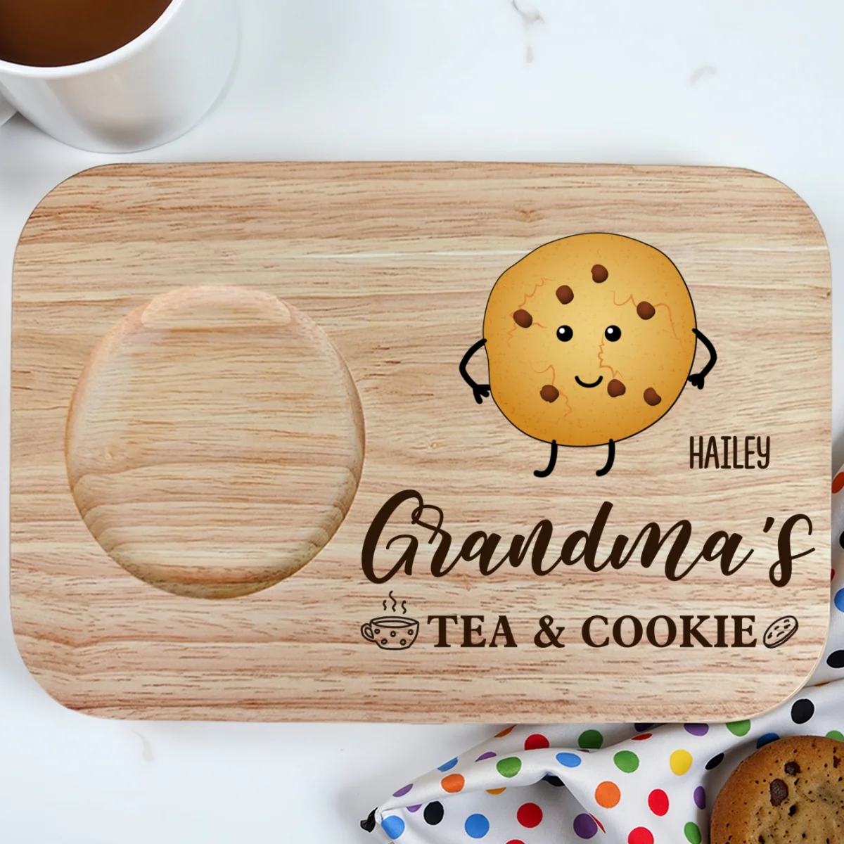 Grandma's Tea And Biscuits - Personalized Custom Wooden Treat Board - Image 6