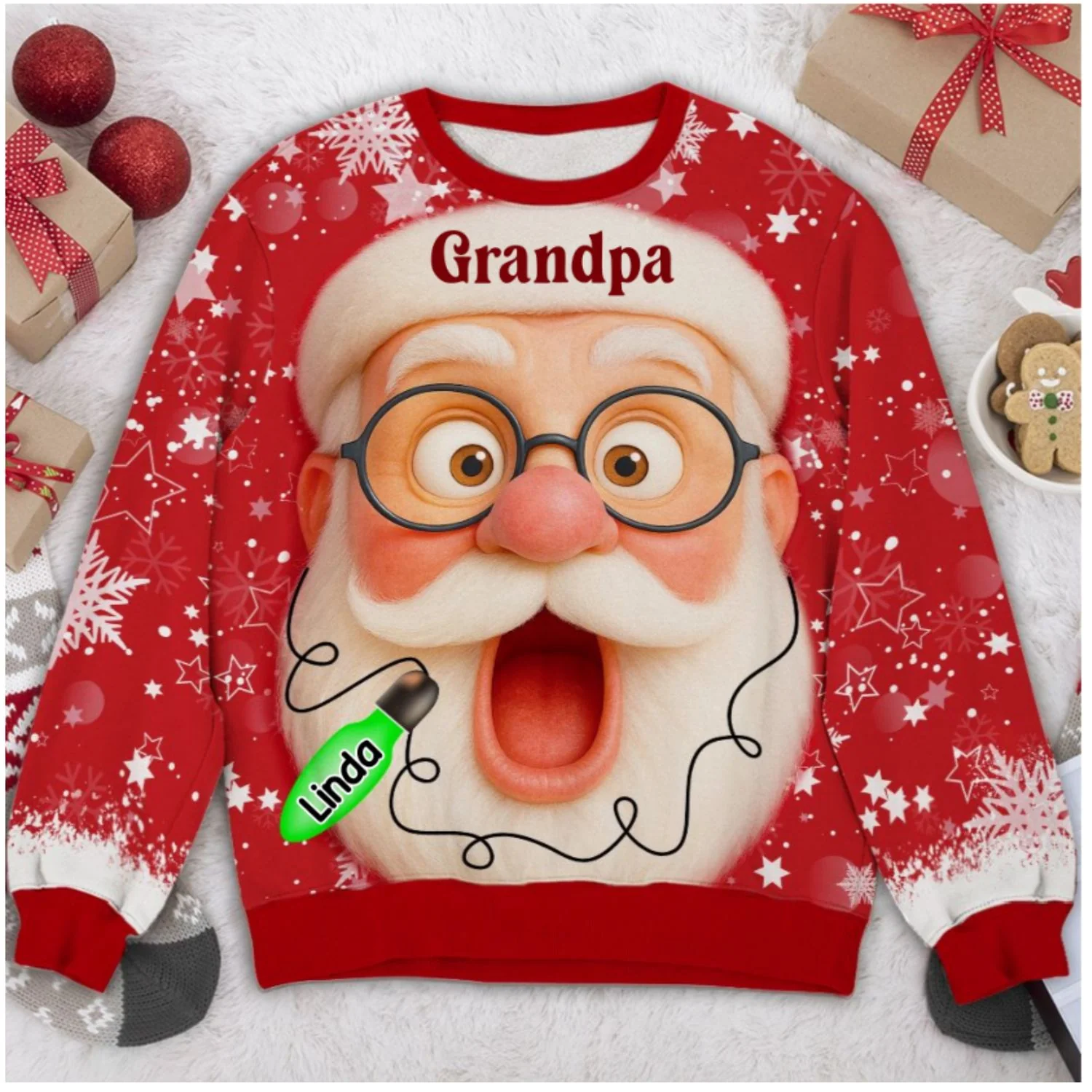 Grandpa And Grandkids Christmas - Personalized Custom All-Over-Print Sweatshirt - Image 7
