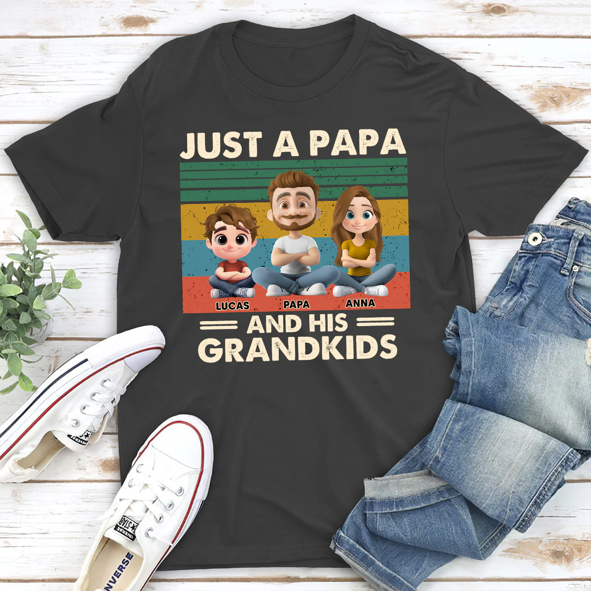 Grandpa And Grandkids - Personalized Custom Shirt - Image 2