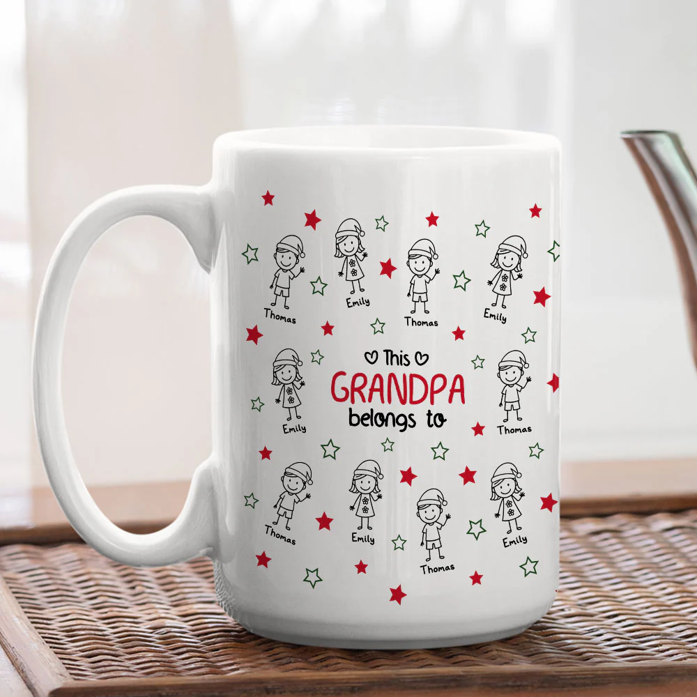 Grandpa And His Little Stars - Personalized Custom Coffee Mug - Image 4