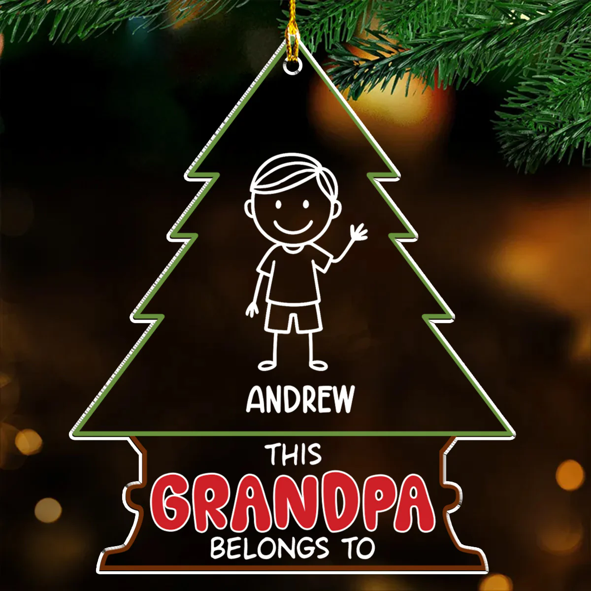 Grandpa Belongs To - Personalized Custom Acrylic Ornament - Image 2