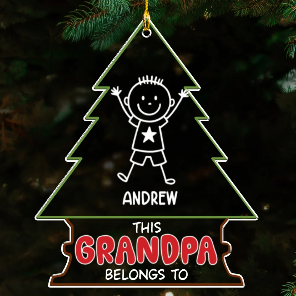 Grandpa Belongs To - Personalized Custom Acrylic Ornament - Image 7
