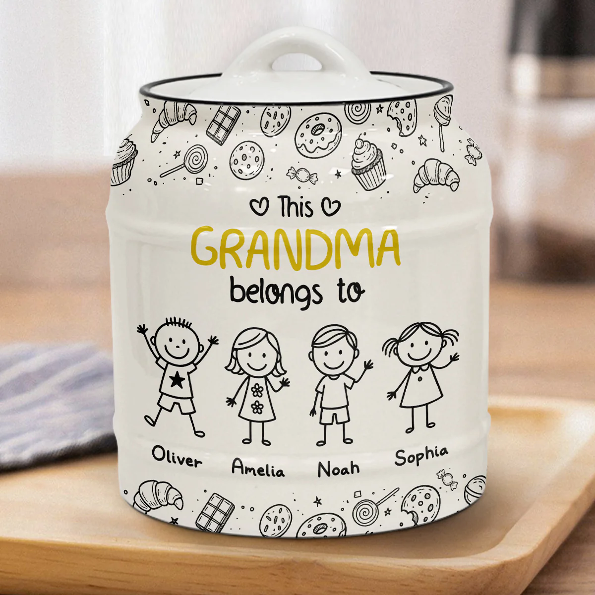 Grandpa Belongs To - Personalized Custom Ceramic Jar - Image 4