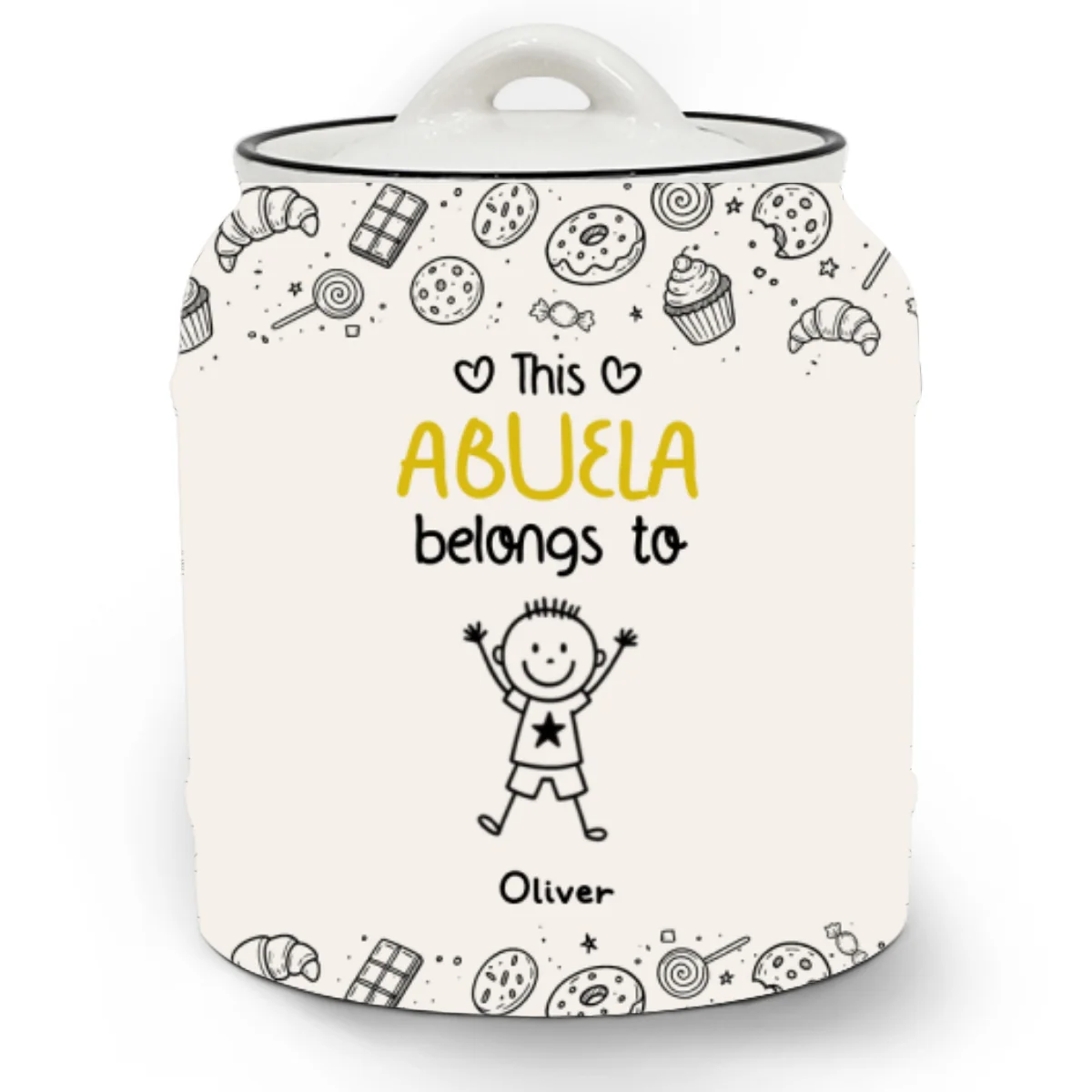 Grandpa Belongs To - Personalized Custom Ceramic Jar - Image 5