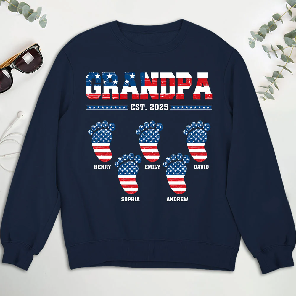 Grandpa With Grandkids - Personalized Custom Shirt - Image 5