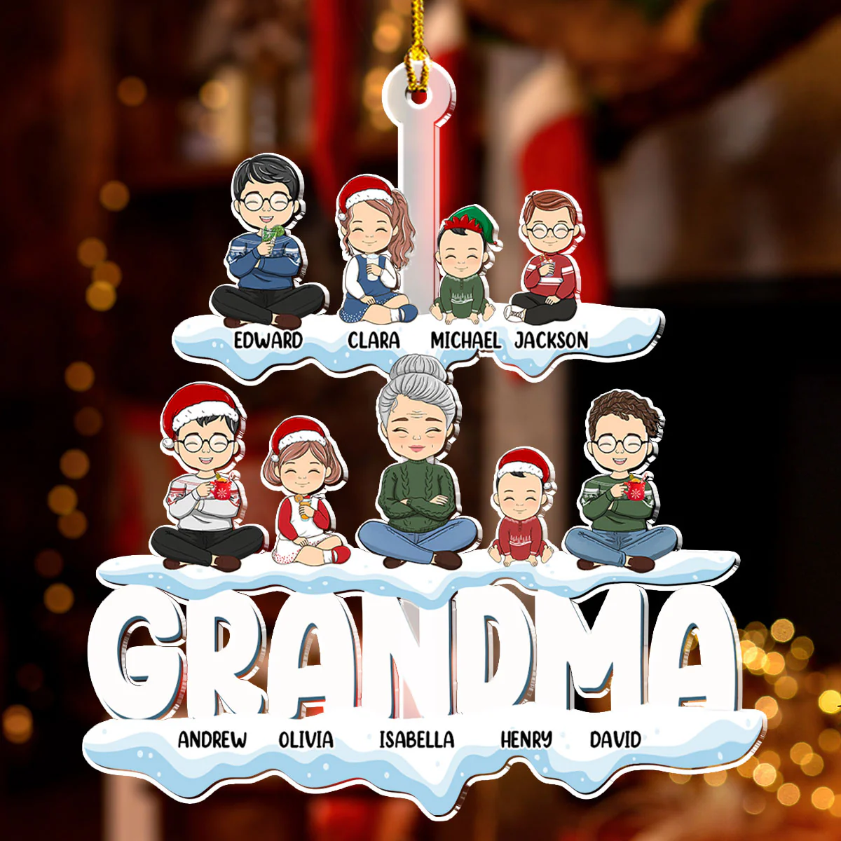 Grandparents And Kids - Personalized Custom Acrylic Ornament - Image 4