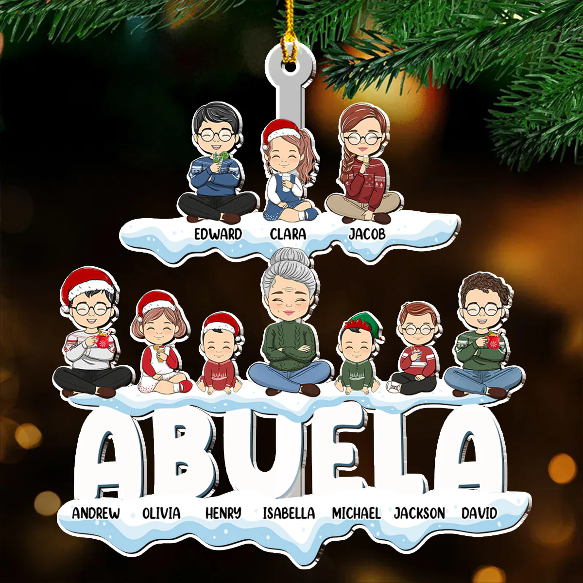 Grandparents And Kids - Personalized Custom Acrylic Ornament - Image 5