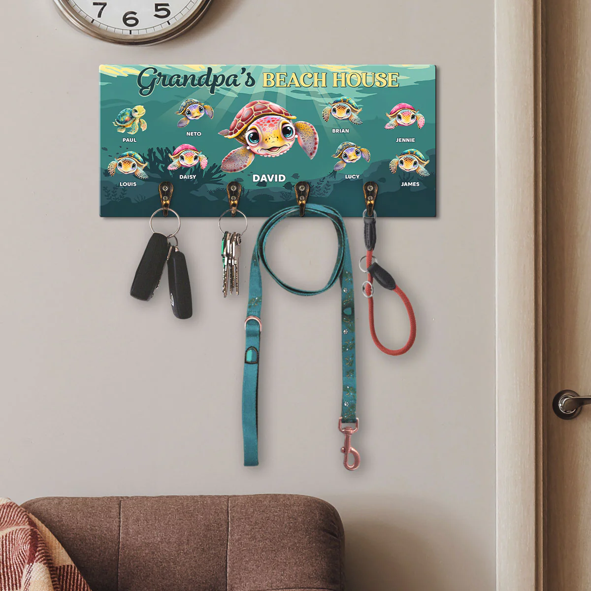 Grandparents Beach House - Personalized Custom Wooden Key Holder - Image 4