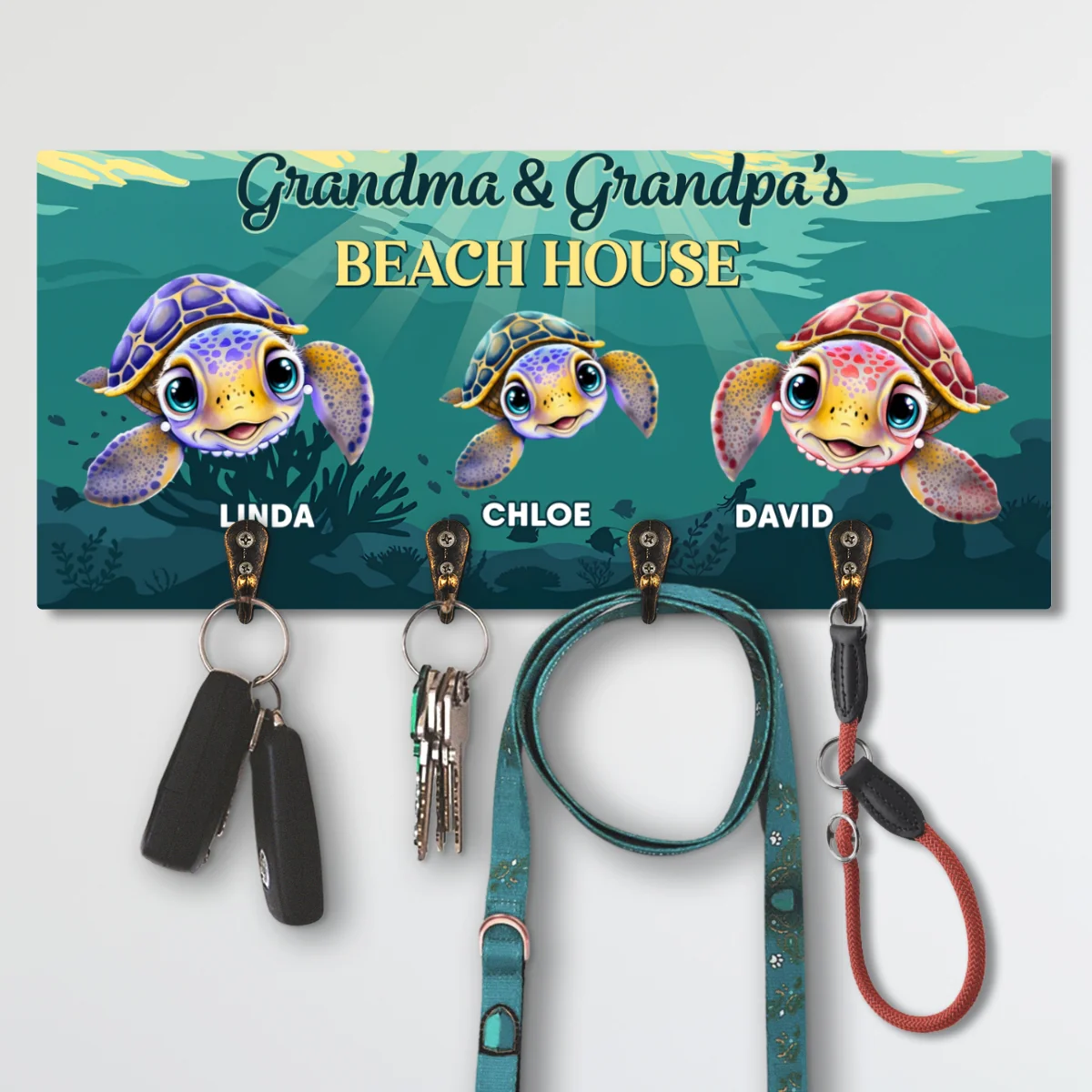 Grandparents Beach House - Personalized Custom Wooden Key Holder - Image 5