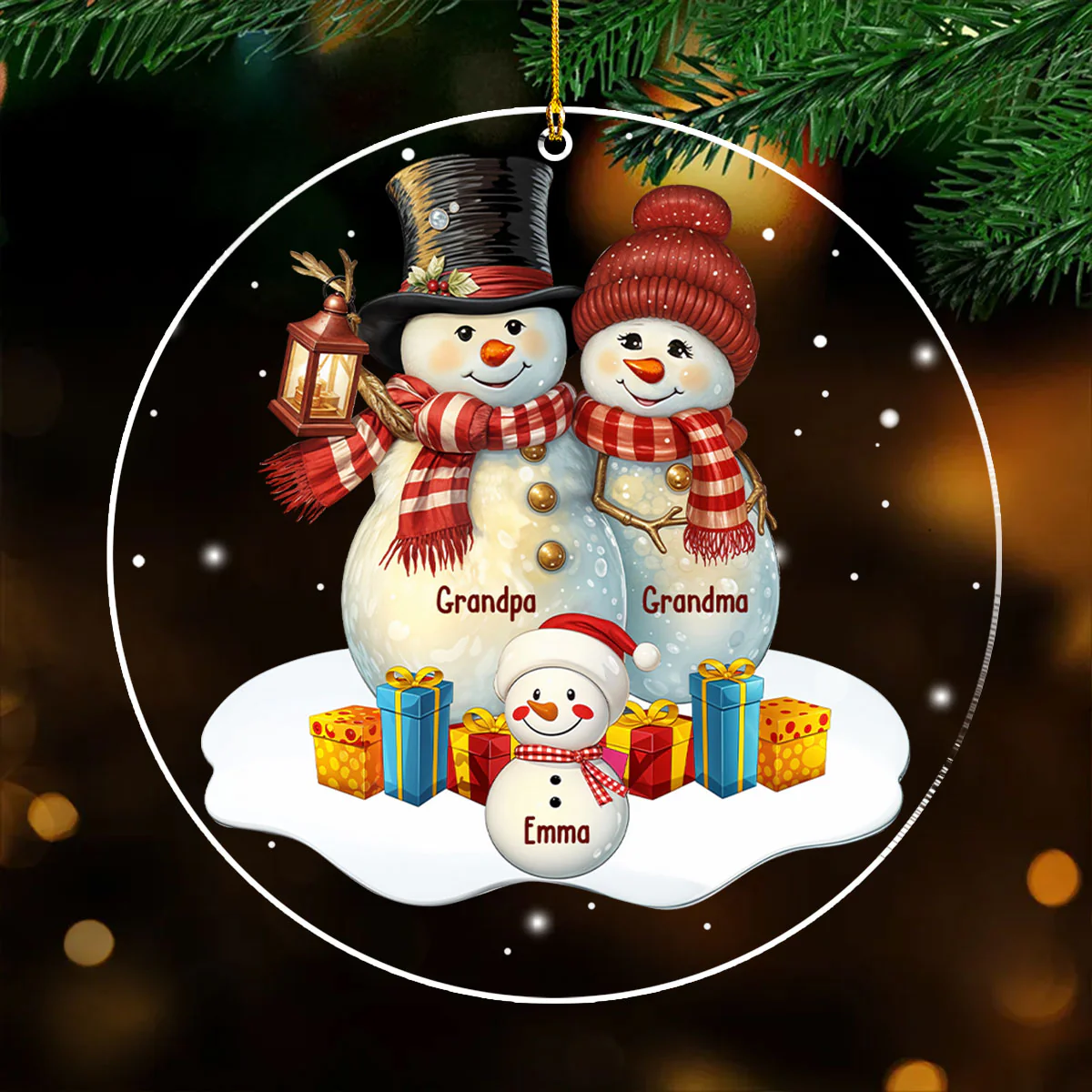 Grandparents With Grandkids - Personalized Custom Acrylic Ornament - Image 2