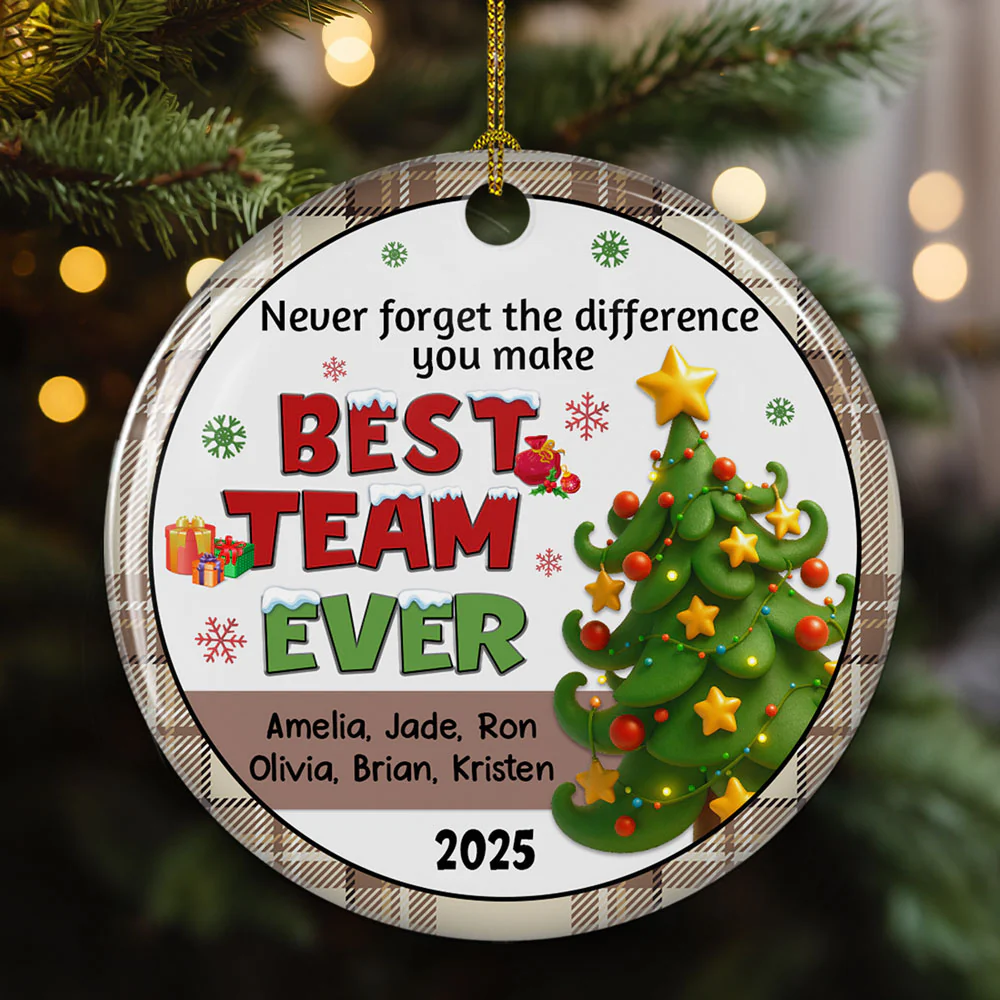 Grateful For Our Amazing Team - Personalized Custom Ceramic Ornament - Image 3