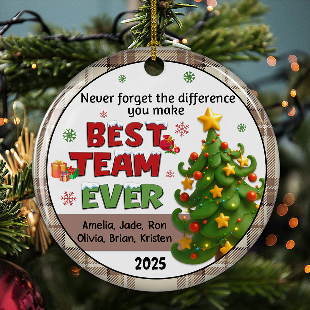 Grateful For Our Amazing Team - Personalized Custom Ceramic Ornament - Image 4