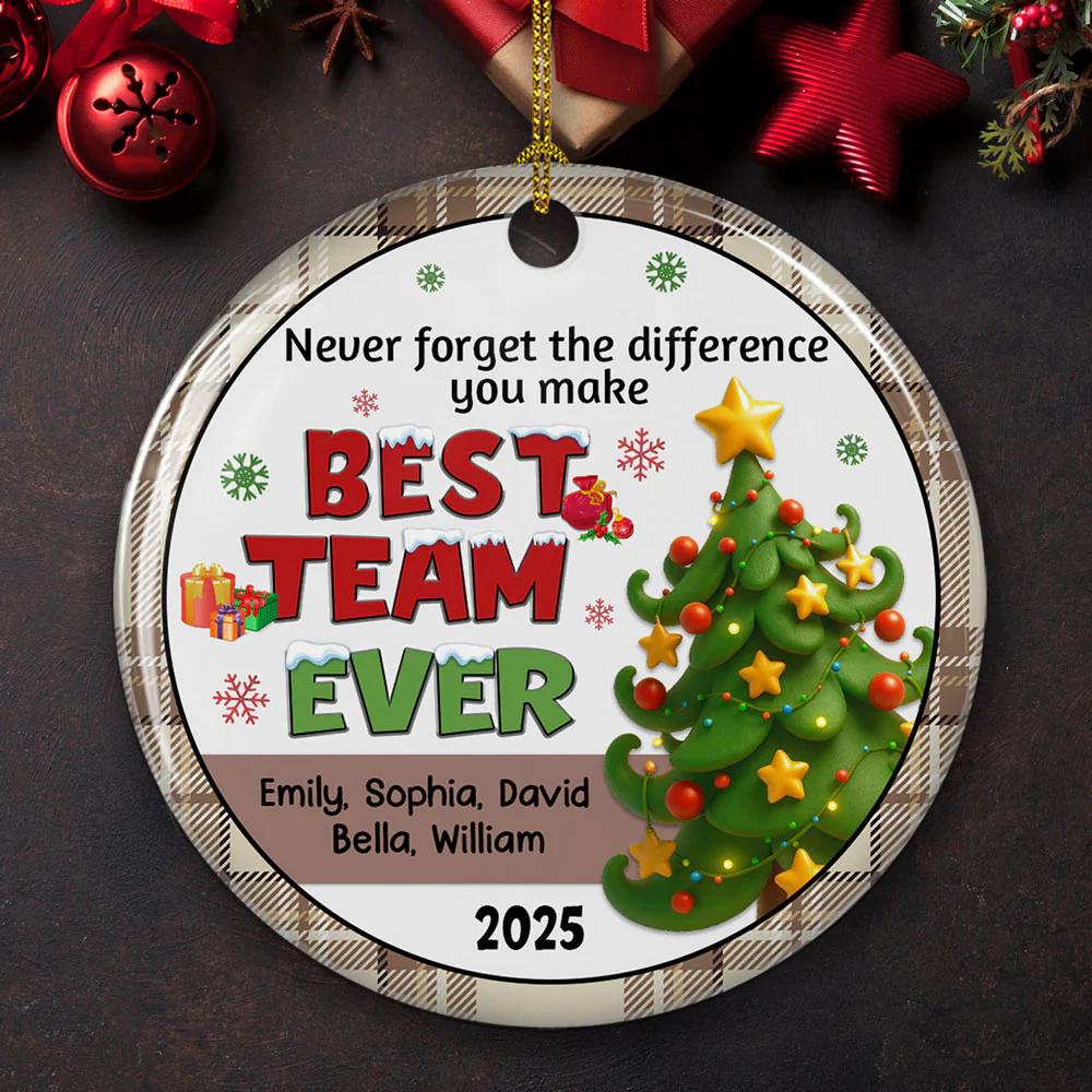 Grateful For Our Amazing Team - Personalized Custom Ceramic Ornament - Image 5