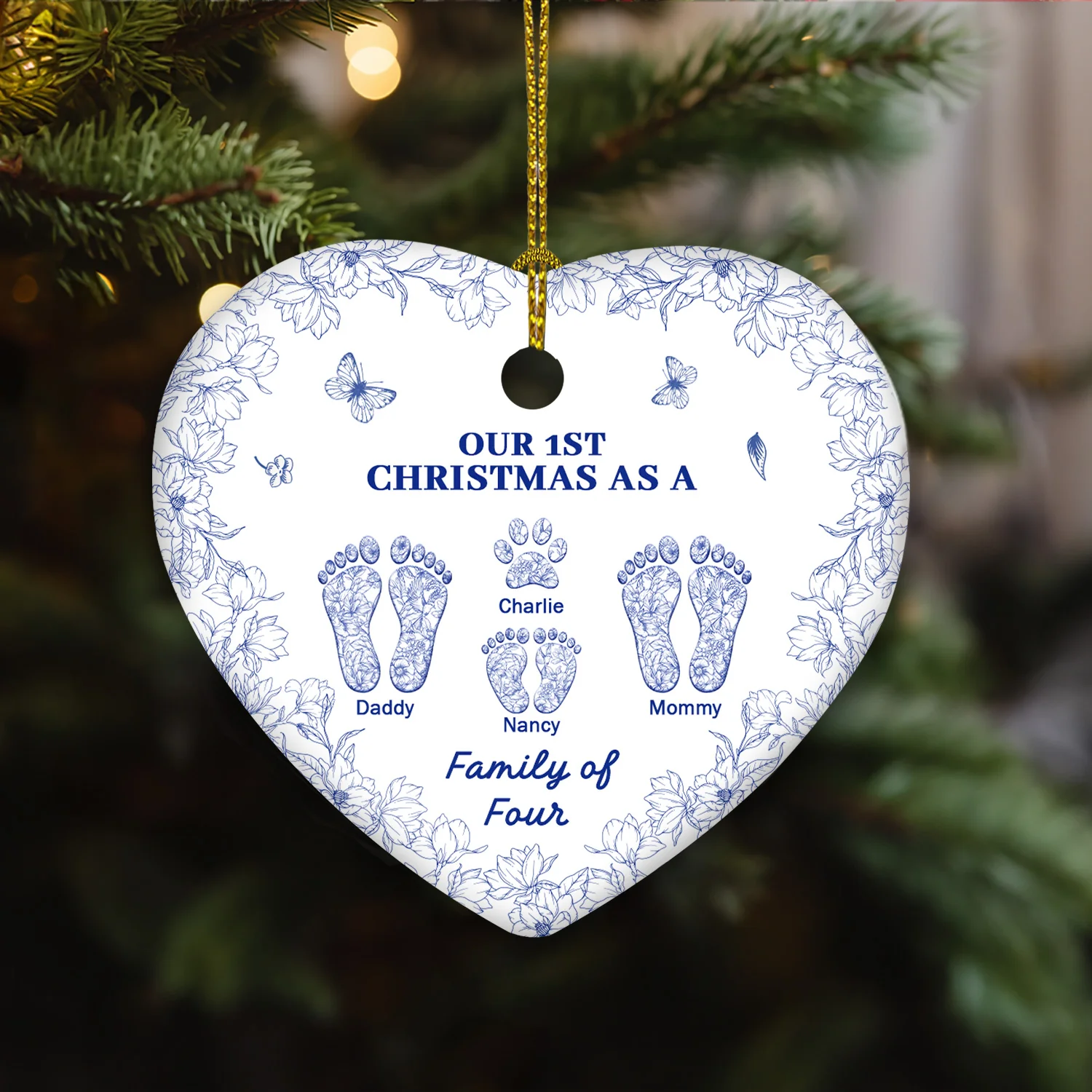 Grateful To Have Family - Personalized Custom Ceramic Ornament - Image 2