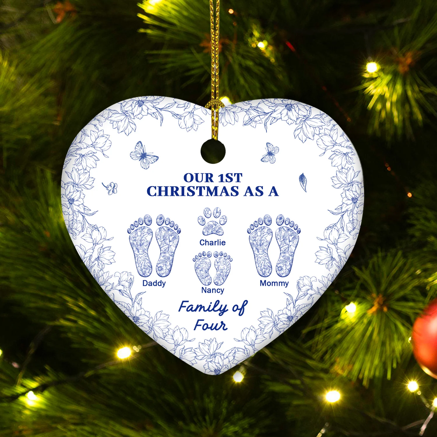 Grateful To Have Family - Personalized Custom Ceramic Ornament - Image 4