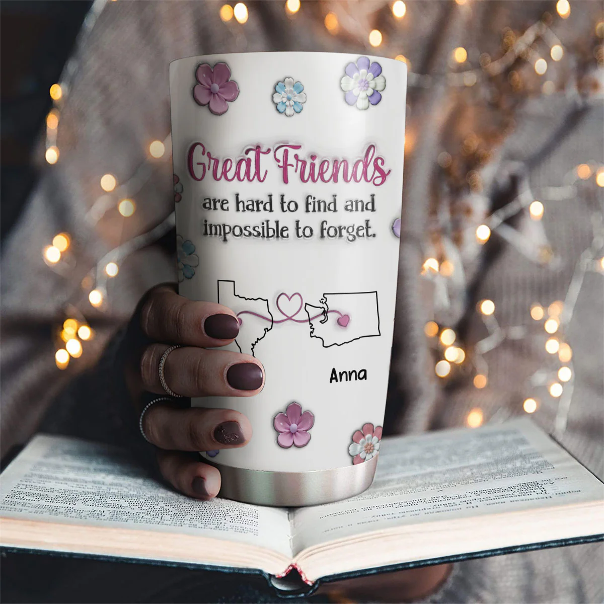 Great Friend - Personalized Custom 3D Inflated Effect Tumbler - Image 2