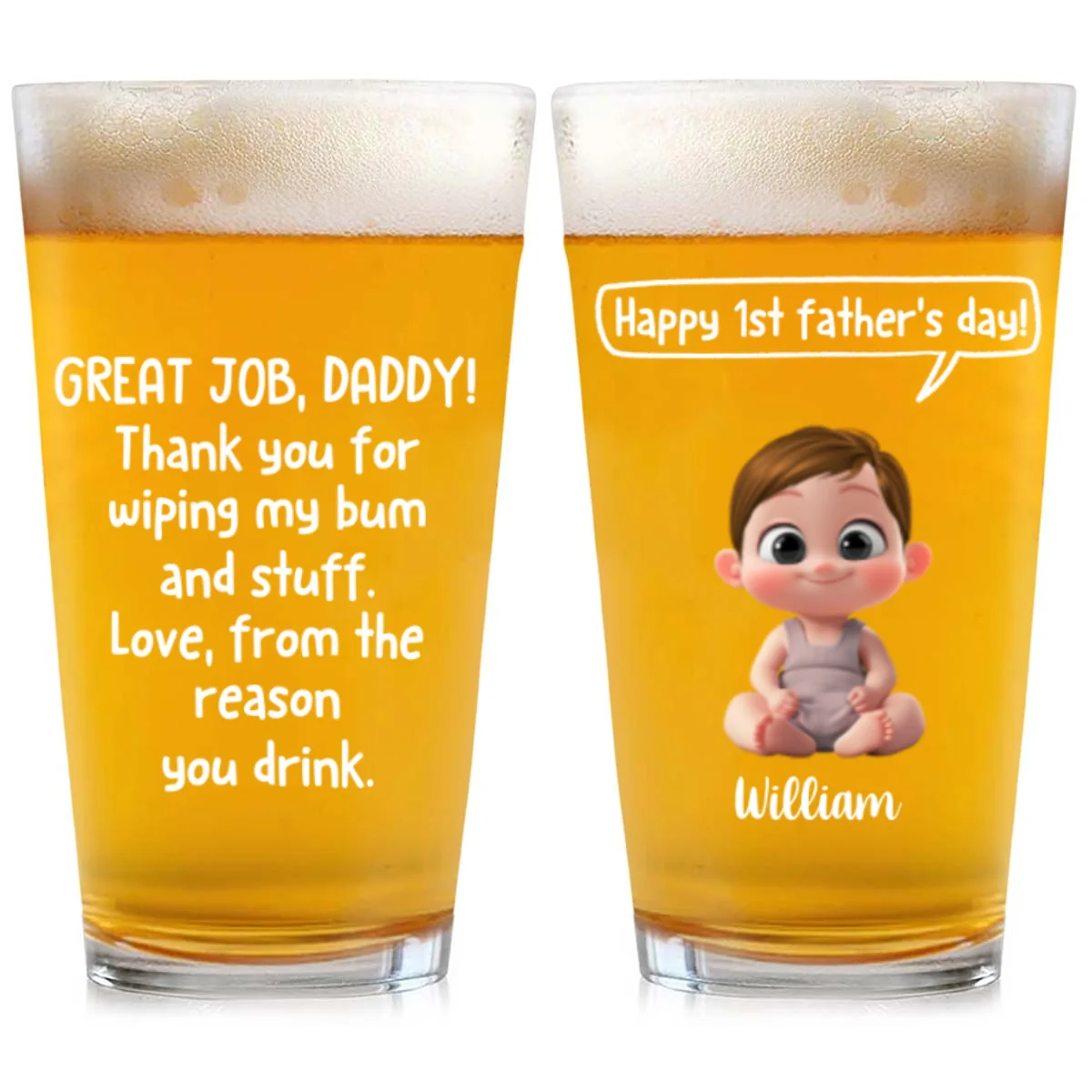 Great Job Daddy - Personalized Custom Beer Glass - Image 7