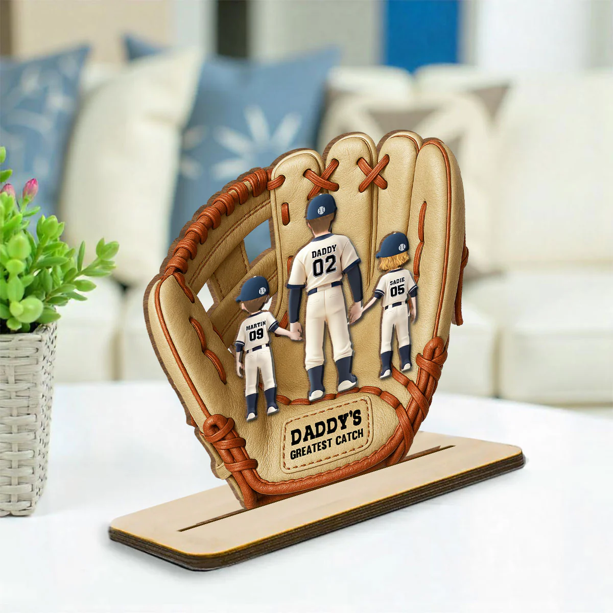 Greatest Catch - Personalized Custom 2-Layer Wood Plaque With Flat Base - Image 2