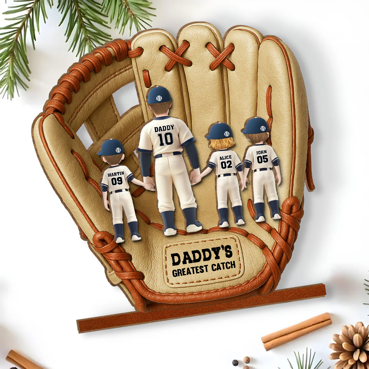 Greatest Catch - Personalized Custom 2-Layer Wood Plaque With Flat Base - Image 4
