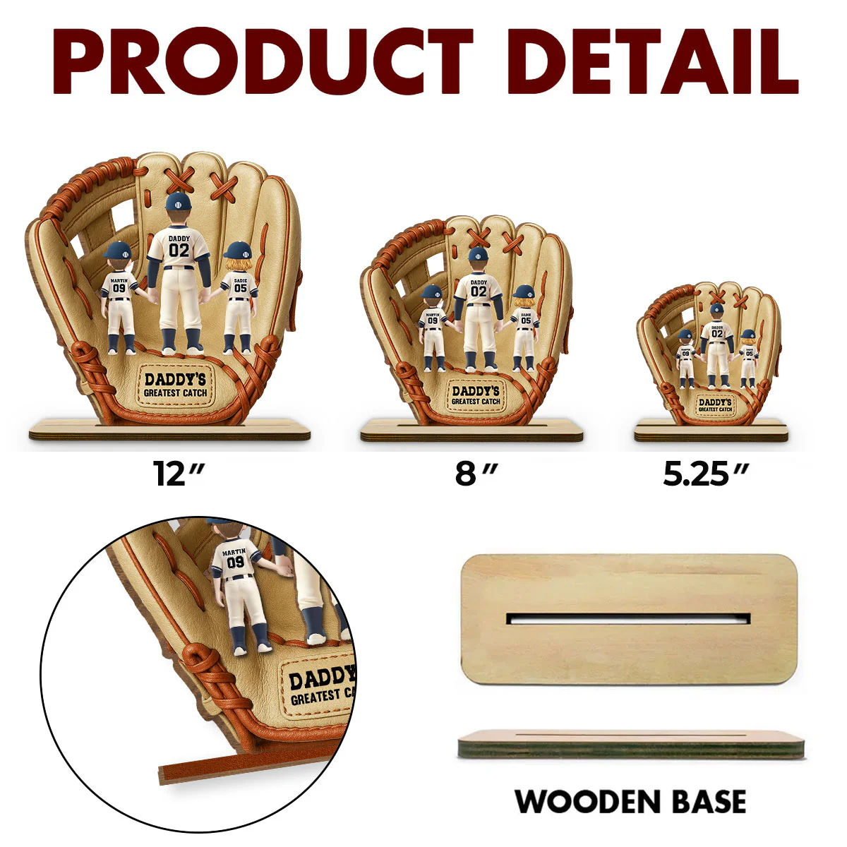 Greatest Catch - Personalized Custom 2-Layer Wood Plaque With Flat Base - Image 6