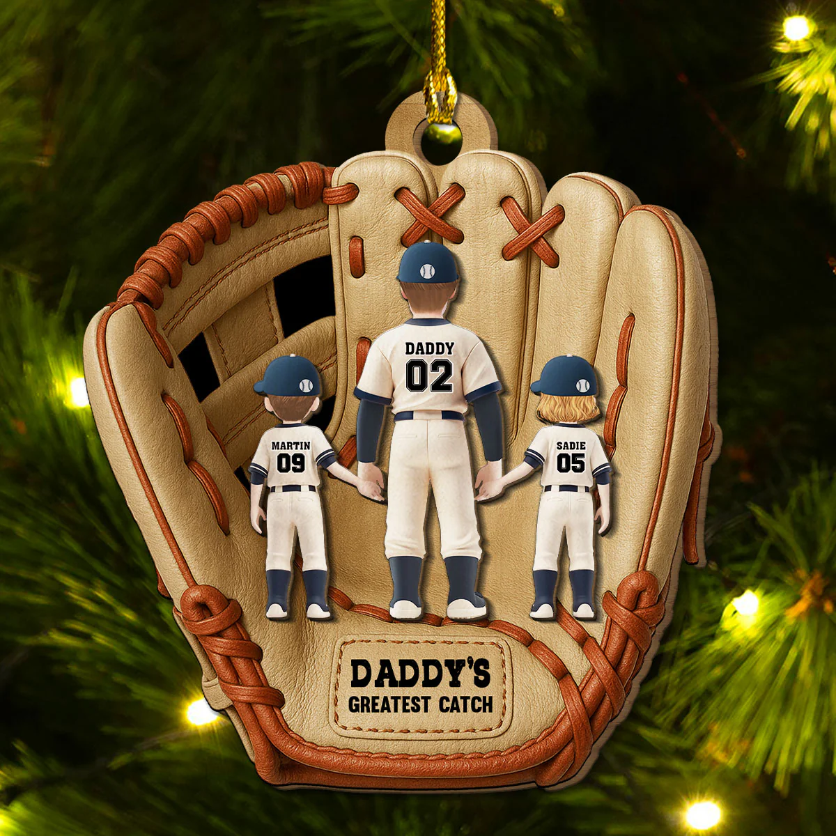 Greatest Catch - Personalized Custom Freeshape 2-Layered Wood Ornament - Image 4