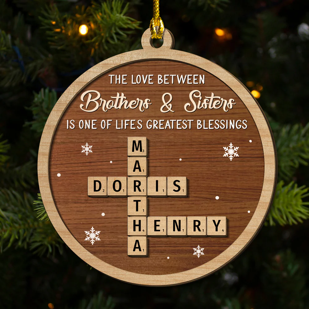 Greatest Siblings - Personalized Custom 2-Layered Wood Ornament - Image 2